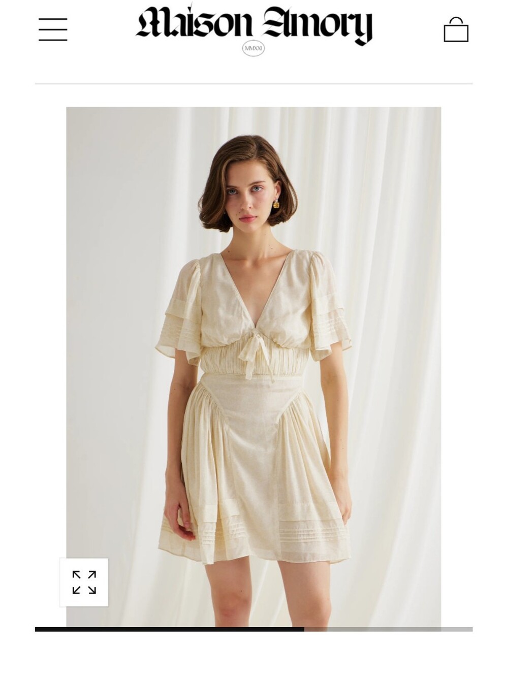 Maison Amory Clementine Cream V-Neck Mini Dress